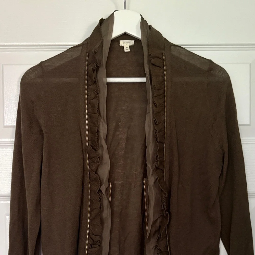 J.Crew Factory Olive Green Zipper Cardigan Size Medium